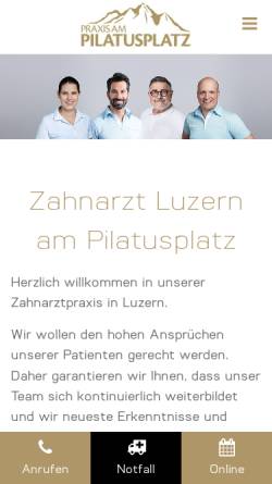 Vorschau der mobilen Webseite www.zahnarztluzern.ch, Dr. med. dent. Gerold Borer