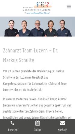 Vorschau der mobilen Webseite www.dr-schulte.ch, Dr. med. dent. Markus Schulte