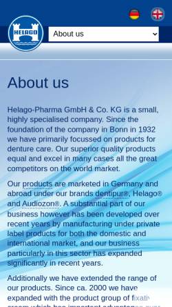 Vorschau der mobilen Webseite www.helago.de, Helago-Pharma GmbH