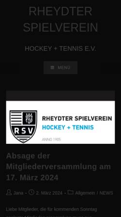 Vorschau der mobilen Webseite www.rsv-hockey.de, Rheydter Spielverein