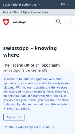 Vorschau der mobilen Webseite www.swisstopo.admin.ch, Bundesamt für Landestopographie