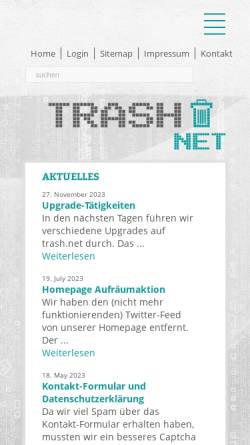 Vorschau der mobilen Webseite www.trash.net, trash.net