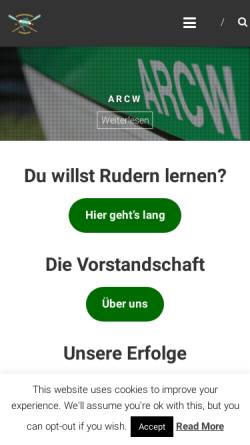 Vorschau der mobilen Webseite www.arcw.de, Akademischer Ruderclub Würzburg e.V.