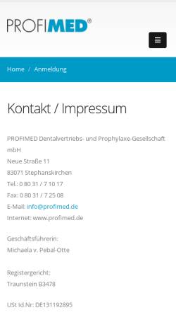 Vorschau der mobilen Webseite www.profimed.de, Profimed GmbH
