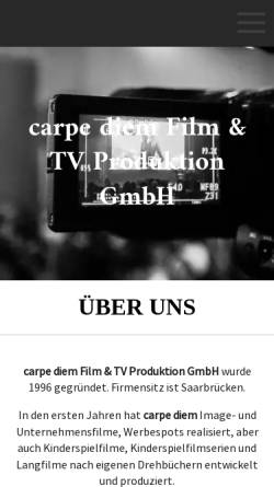 Vorschau der mobilen Webseite www.carpediem-filmproduktion.de, Carpe Diem Film- und TV-Produktion GmbH