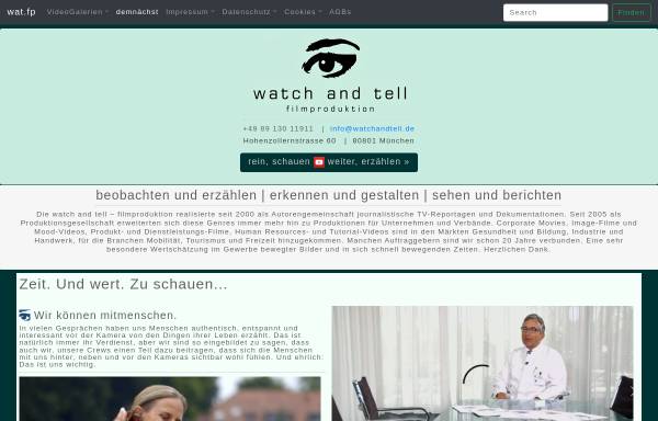 Vorschau von www.watchandtell.de, Watch and tell - Filmproduktion