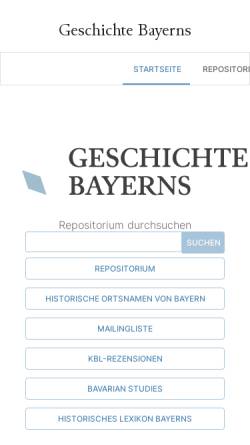 Vorschau der mobilen Webseite www.geschichte-bayerns.de, Informationsknotenpunkt Geschichte Bayerns