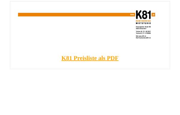 Vorschau von www.k81.de, K81 Rentservice - Mietstudio, Inh. Robert Fassbender