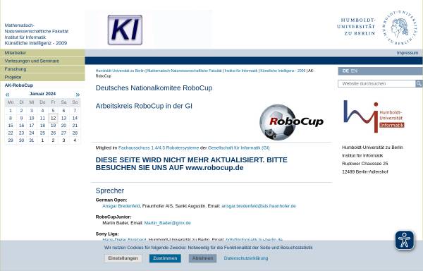 Vorschau von www.ki.informatik.hu-berlin.de, Arbeitskreis RoboCup