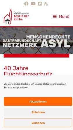 Vorschau der mobilen Webseite www.kirchenasyl.de, Oekumenische Bundesarbeitsgemeinschaft Asyl in der Kirche e.V.