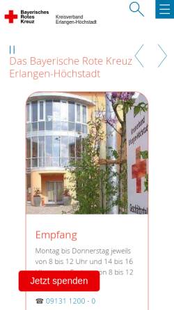 Vorschau der mobilen Webseite www.kverlangen-hoechstadt.brk.de, BRK-Kreisverband Erlangen Höchstadt