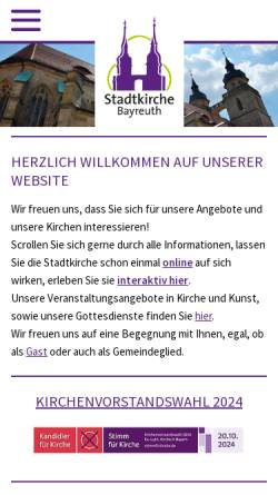 Vorschau der mobilen Webseite www.stadtkirche-bayreuth.de, Stadtkirche Bayreuth