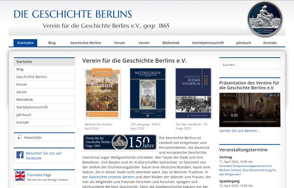 Vorschau von www.diegeschichteberlins.de, Die Geschichte Berlins - Das Berliner Geschichtsportal