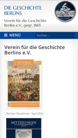 Vorschau der mobilen Webseite www.diegeschichteberlins.de, Die Geschichte Berlins - Das Berliner Geschichtsportal