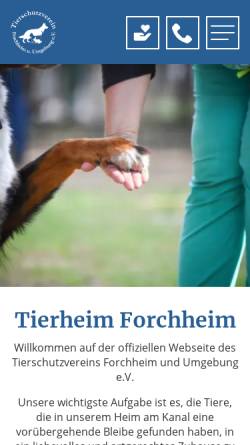 Vorschau der mobilen Webseite www.tierheim-forchheim.de, Tierschutzverein Forchheim und Umgebung e.V.