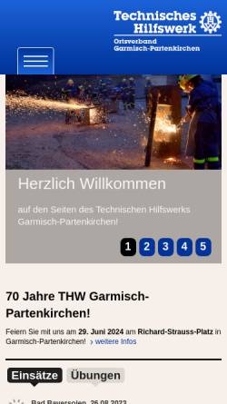 Vorschau der mobilen Webseite thw-gap.de, Technisches Hilfswerk Ortsverband Garmisch-Partenkirchen
