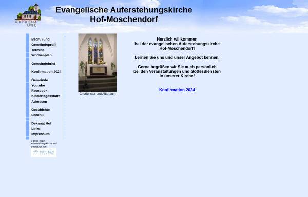 Vorschau von www.auferstehungskirche-hof.de, Auferstehungskirche Hof-Moschendorf