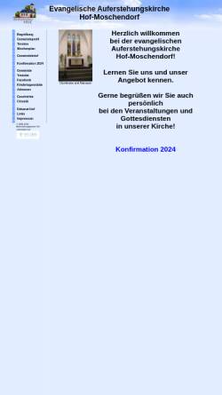 Vorschau der mobilen Webseite www.auferstehungskirche-hof.de, Auferstehungskirche Hof-Moschendorf