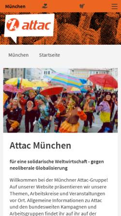 Vorschau der mobilen Webseite www.attac-muenchen.org, Attac München