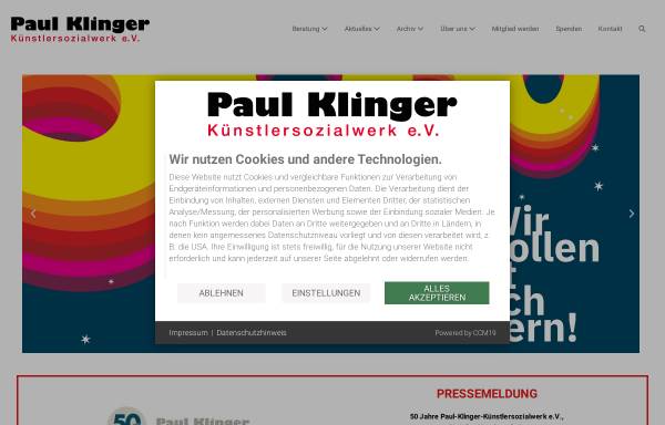 Vorschau von www.paul-klinger-ksw.de, Paul-Klinger-Künstlersozialwerk e.V.