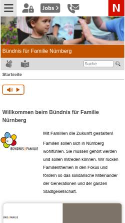 Vorschau der mobilen Webseite www.nuernberg.de, Bündnis für Familie