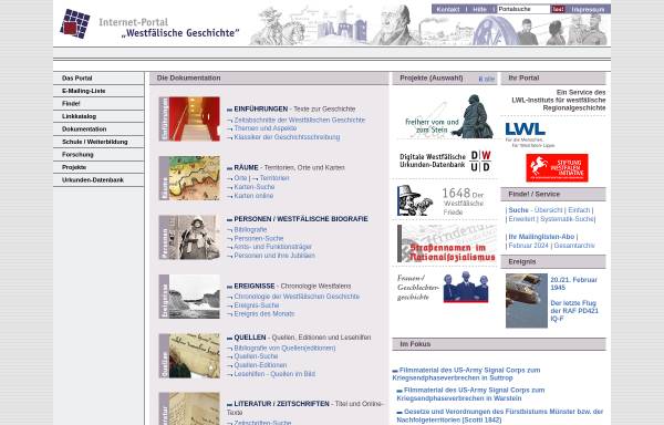 Vorschau von www.westfaelische-geschichte.de, Internet-Portal 