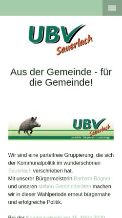 Vorschau der mobilen Webseite www.ubv-sauerlach.de, Unabhängige Bürgervereinigung Sauerlach e.V.