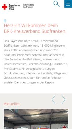 Vorschau der mobilen Webseite www.kvsuedfranken.brk.de, BRK Kreisverband Südfranken