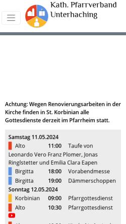 Vorschau der mobilen Webseite www.pfarrverband-unterhaching.de, St. Brigitta