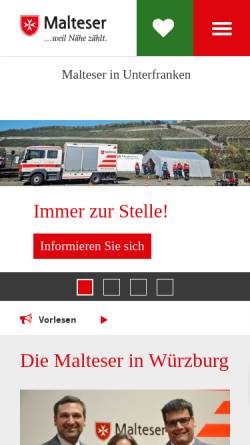Vorschau der mobilen Webseite www.malteser-wuerzburg.de, Malteser Hilfsdienst e.V., Stadtgeschäftsstelle Würzburg