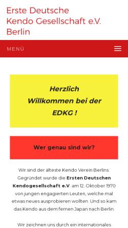 Vorschau der mobilen Webseite www.kendo-berlin.de, Erste Deutsche Kendo Gesellschaft e.V.