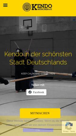 Vorschau der mobilen Webseite www.kendo-muenchen.de, Kendo München e.V.