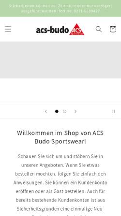 Vorschau der mobilen Webseite www.acs-budo.de, ACS Budo Sportartikel - Sportswear