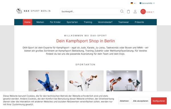 Vorschau von www.dax-sport.com, Dax-Sport Berlin - Fachhandel für den Budosport