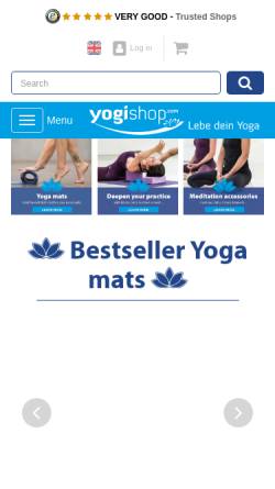 Vorschau der mobilen Webseite www.yogishop.com, Yogishop.com GmbH