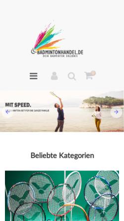 Vorschau der mobilen Webseite www.badmintonhandel.de, Badmintonhandel, Petra Dieris-Wierichs