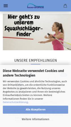 Vorschau der mobilen Webseite www.racket-sports.de, Matthias Pötzl und Karl Pötzl GbR