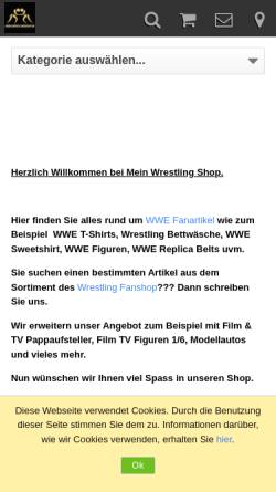 Vorschau der mobilen Webseite www.wrestlingshopzone.de, WWE Shopzone, Dirk Herrmann