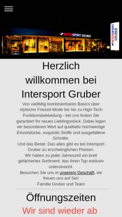 Vorschau der mobilen Webseite www.sport-gruber.at, Sport Gruber