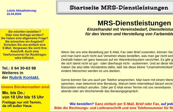 Vorschau von www.mrs-dlz.de, MRS Dienstleistungen, Wolfgang K. Hildebrand