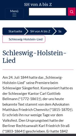 Vorschau der mobilen Webseite www.geschichte-s-h.de, Schleswig-Holstein-Lied