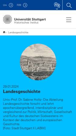 Vorschau der mobilen Webseite www.uni-stuttgart.de, Abteilung Landesgeschichte des Historischen Instituts der Universität Stuttgart