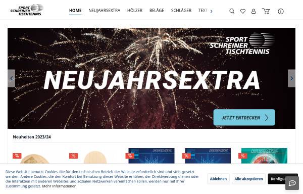 Vorschau von www.sport-schreiner-tischtennis.de, Sport Schreiner Sportartikel Vertriebs-GmbH