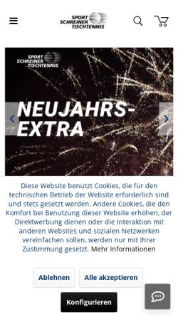 Vorschau der mobilen Webseite www.sport-schreiner-tischtennis.de, Sport Schreiner Sportartikel Vertriebs-GmbH