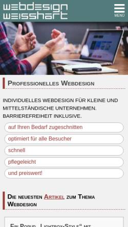 Vorschau der mobilen Webseite webdesign.weisshart.de, Dipl.Ing.(FH) Fritz Weisshart