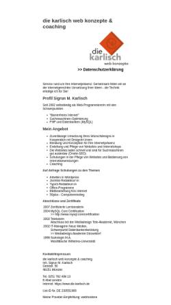 Vorschau der mobilen Webseite www.die-karlisch.de, Die Karlisch - Sigrun M. Karlisch