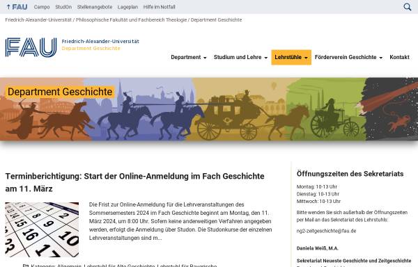 Vorschau von www.neueregeschichte2.uni-erlangen.de, Lehrstuhl für Neuere Geschichte II der Universität Erlangen-Nürnberg