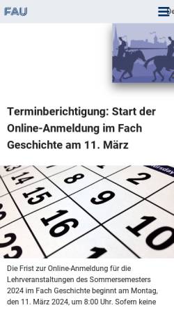 Vorschau der mobilen Webseite www.neueregeschichte2.uni-erlangen.de, Lehrstuhl für Neuere Geschichte II der Universität Erlangen-Nürnberg