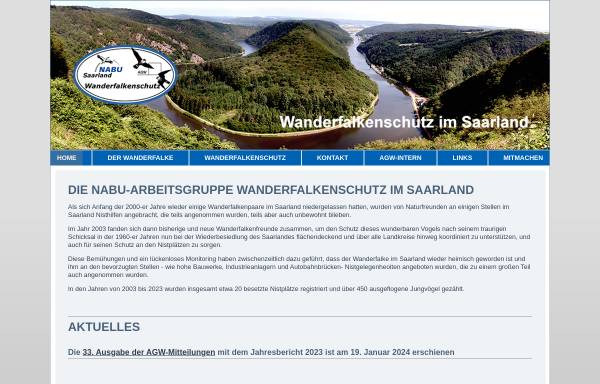 Vorschau von www.agw-saar.de, AGW Arbeitsgruppe Wanderfalkenschutz