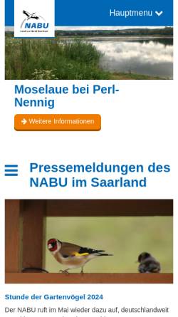 Vorschau der mobilen Webseite www.nabu-saar.de, NABU Naturschutzbund e.V.